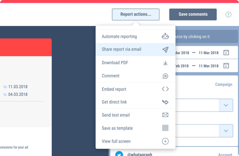 Facebook Page Report Generator Tool Whatagraph It Was The First Time That Entire Team Got Interested In Statistics From Google Ytics And Facebook This Is A Ful Communication Tool To Send