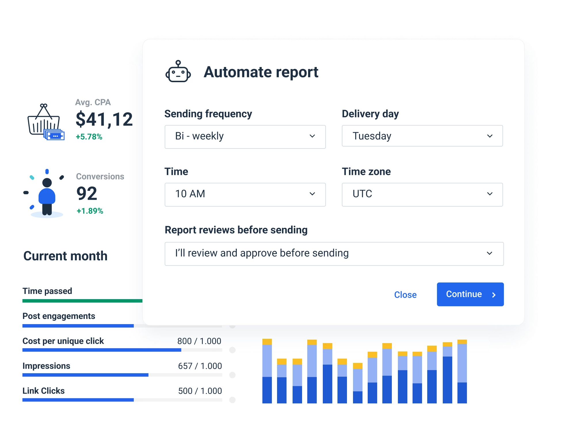 Automated PPC report feature in Whatagraph. 