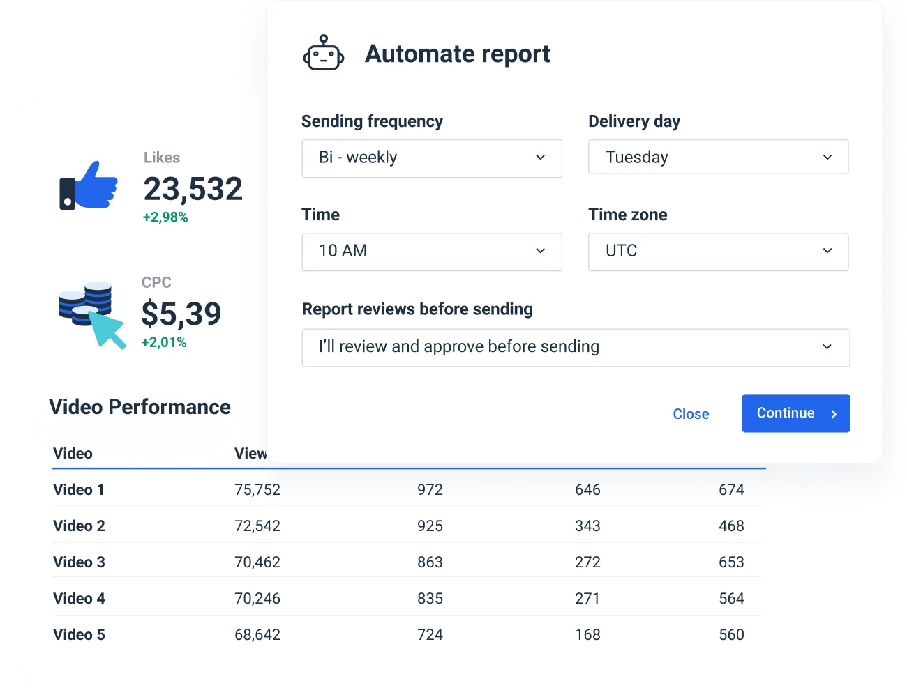 automated YouTube Analytics Report template