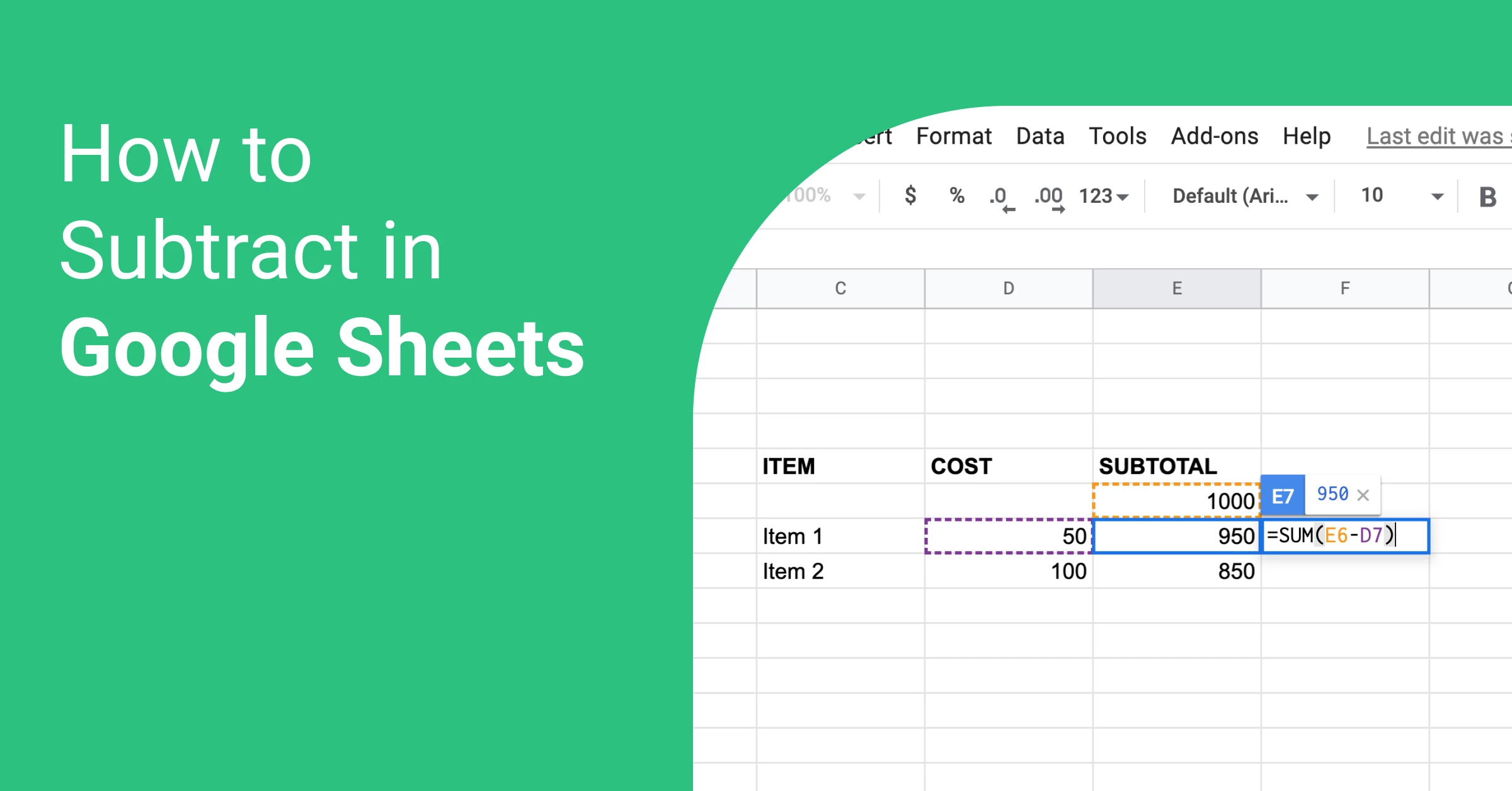 subtract-in-google-sheets